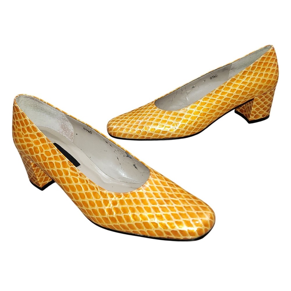 Vaneli Women's Orange Snake Square Toe Block Heel 9.5 Pumps Office Minimalist - Picture 1 of 10